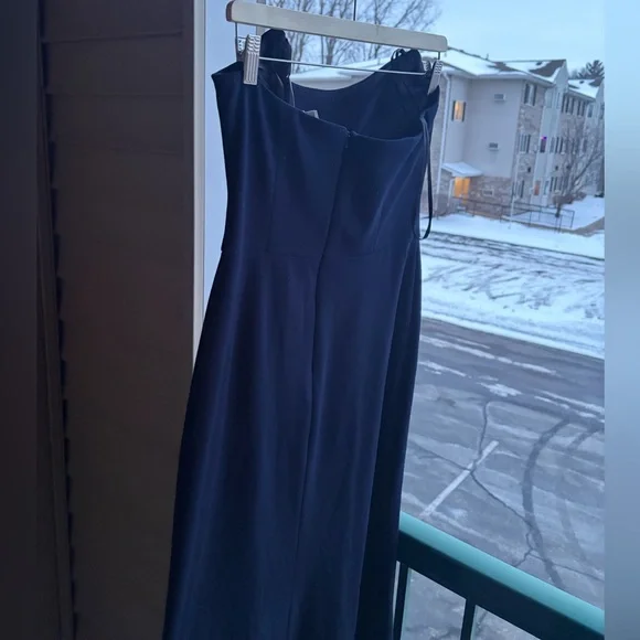 🆕 AQUA Formal Navy Blue Sleeveless Maxi Dress Slit Elegant Evening Gown Size 8 - Picture 6 of 15